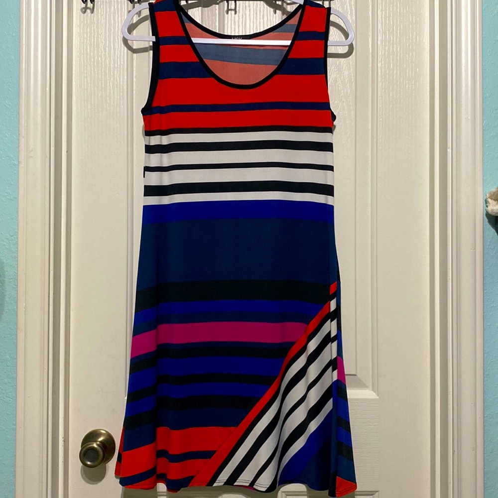 Multi color block A line dress Size M